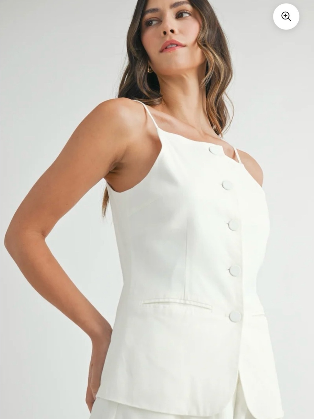 NWOT Rachel Zoe White Linen Sleeveless Button-Front Vest - Picture 6 of 9